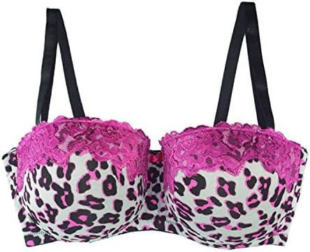 Coumll Women Large Bra Plus Size 36-44 D/Dd/DDD Unerwire Big Cup Sexy Strapless Half Cup Bralette Big Size Pink 36DDD