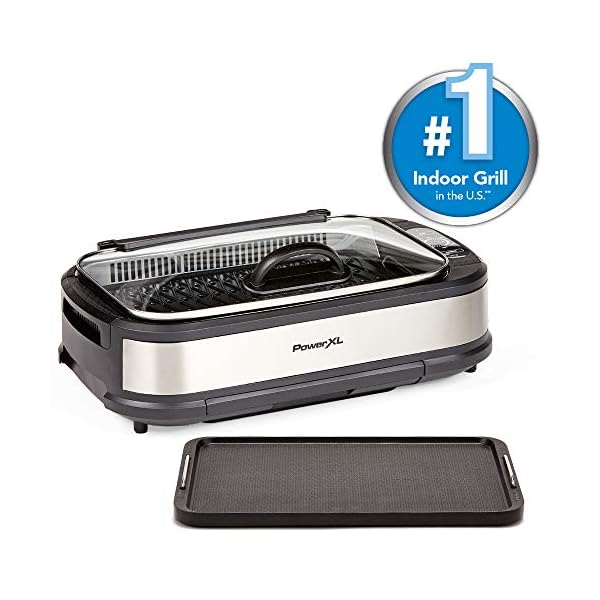 SNUNGPHIR PowerXL Smokeless Grill with Tempered Glass Lid and Turbo Speed Smoke Extractor
