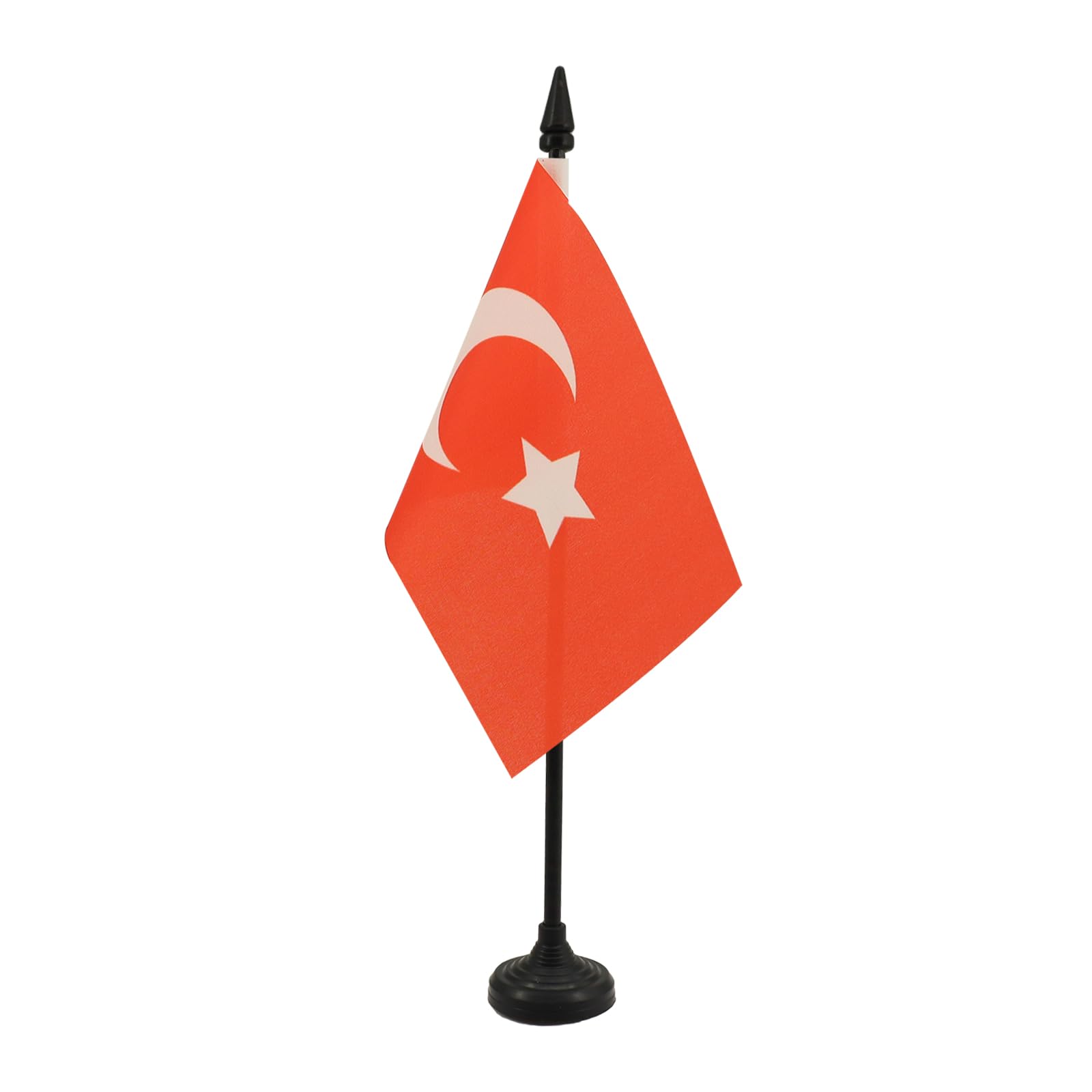 AZ FLAG - Ottoman Empire Table Flag 4'' x 6'' - Turkish Empire Office Mini Banner 100% Polyester 15 x 10 cm - Mini Desk Flag with 10'' Pole and Black Plastic Base