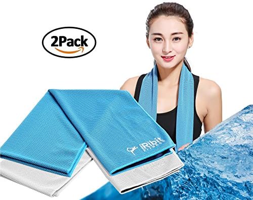 2-Pack Cooling Towel for Sports, Workout, Fitness, Gym, Yoga, Pilates, Travel, Camping (Blue+Gray)