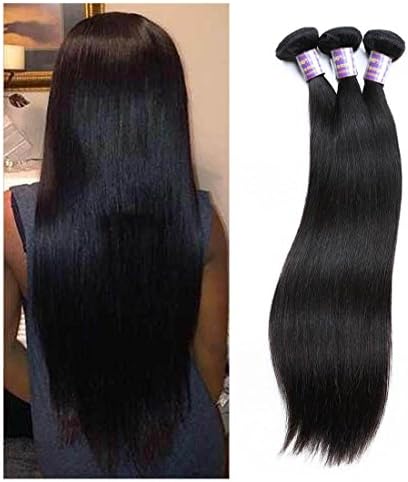 Unprocessed 7A Brazilian Virgin Hair 3 Bundles Straight Human Hair Top Selling 300g Hair Products Natural Color 1B , 18 inches