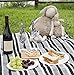PortableAnd Extra Large Picnic & Outdoor Blanket 3 Layers for Water-Resistant Handy Mat Tote Spring Summer Black and White Striped Great for The Beach,Camping on Grass Waterproof Sandproof