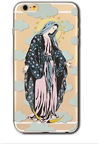 iPhone Cover Case , Colorful Rubber Flexible Silicone Case Bumper for Apple Clear Cover - Blessed Mother Mary Ave Maria (iPhone 6 / 6S)