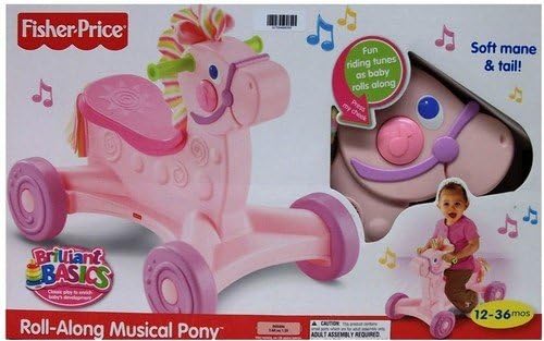 fisher price roll along musical pony