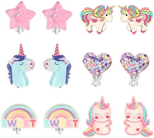 Unicorn Clip On Earrings for Little Girls
