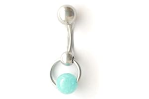 PODOL STAR Amazonite Stone Door Knocker VCH Piercing Barbell.