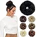 Rose bud Messy Bun Hair Pieces For Women Hair Bun Extension Updo Curly Messy Bun Scrunchie Off Black Natural