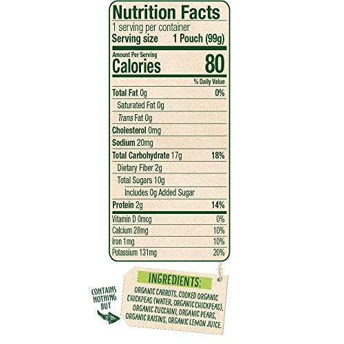 Sprout Organic Baby Food Pouches, Stage 2 Sprout Baby Food, Plant ProteinCarrot Chickpeas Zucchini Pear, 3.5 Ounce (6 Count) 2 Grams Plant Powered Protein, USDA Organic, Non-GMO, Nothing Artificial - Thumbnail 3