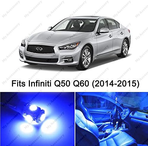 13 x Premium Blue LED Lights Interior Package Kit for Infiniti Q50 Q60 2014-2015
