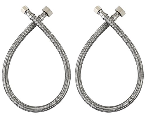 SonTiy Water Supply Line Braided SUS 304 24-Inch Faucet Connector 3/8" Female Compression Thread x 1/2" I.P CUPC and NSF Standard Pack of 2 (1 Pair) - Thumbnail 5