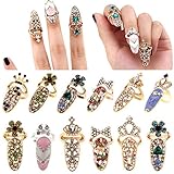 DDLBiz Luxury Fashion Crystal Rhinestone Nail Ring Charm Party Wedding Fingernail Rings