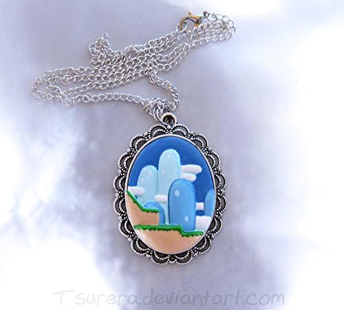 Super Mario World Yoshi's Island Cameo Necklace Charm - Unique Stylish Nerdy Fun - Yoshi Nintendo SNES Cosplay Videogame Jewelry スーパーマリオワールド