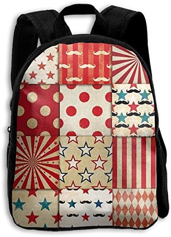 Kids Shoulder Backpack Circus Vintage Pattern Adjustable Printed Boys Girls School Bag