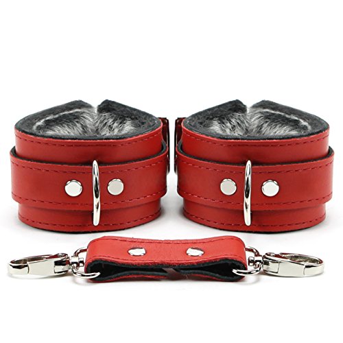 Baltimore Wrist Cuffs Ankle Cuffs Supreme Lambskin Leather (Red, Wrist)
