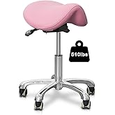 LIMKOMES Saddle Stool with Wheels,Rolling Stool,Rolling Chair Ergonomic Swivel Rolling Chair with Hydraulic Lifting Height Adjustable Rolling for Office Medical Massage Salon Drafting(Pink)