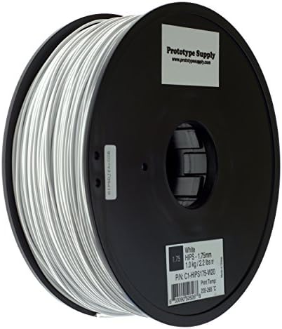 Prototype Supply 1.75mm HIPS White 3D Printing Filament, 1kg (2.2 pounds)