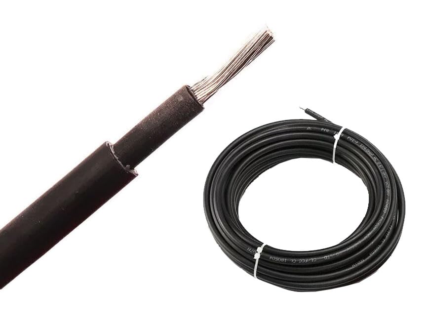 electrosmart Solar Cable 6mm Solar Panel PV Cable H1Z2Z2-K Red/Black DC Rated Insulated Photovoltaic Wire (Black, 10m)
