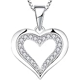 925 Sterling Silver Heart Pendant Necklace for Women – Dainty Love Pendant, Elegant Minimalist Jewelry Gift for Her, Valentine’s Day, Birthday or Anniversary, 20” Chain, Romantic Silver Charm