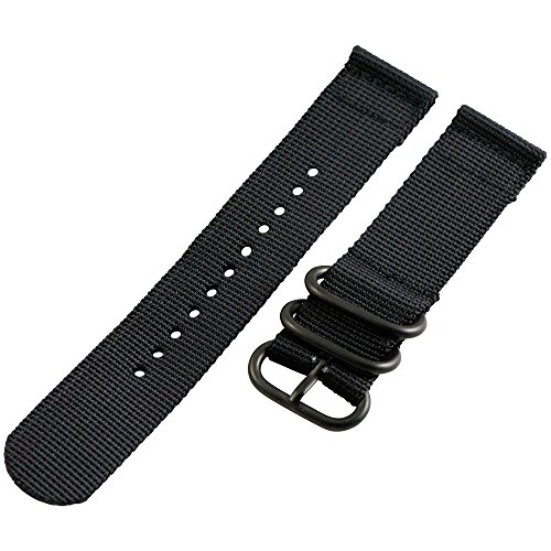 Buy 20mm Black 2 Piece 3ring PVD Heavy Nato Nylon Replacement Watch