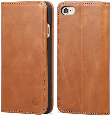 INONES iPhone 6s Plus/6 Plus Case Genuine Leather Case Vintage 6s Plus/6 Plus Flip Cover with 3 Credit Card Slots Magnetic Closure Protective Cover For Apple iPhone 6s Plus/6 Plus - Brown