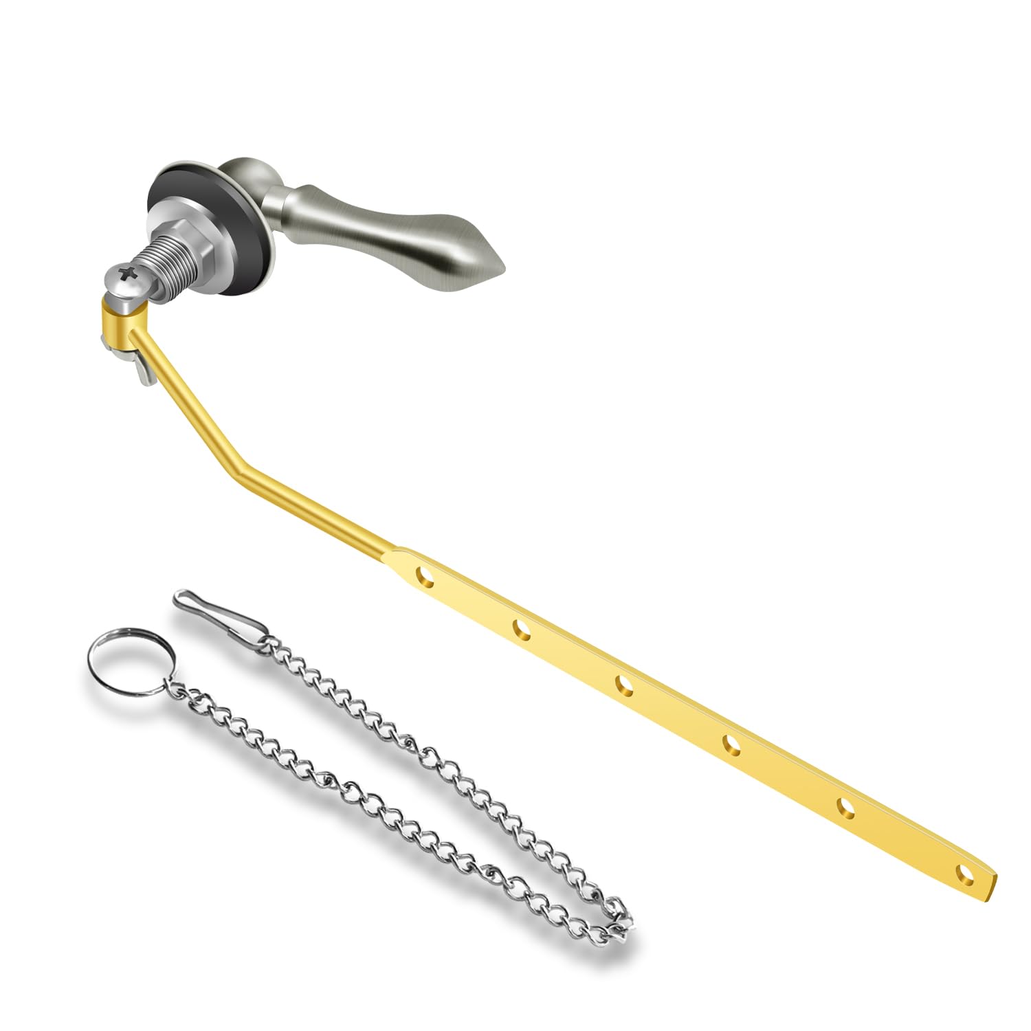 Photo 1 of Boltigen Toilet Lever Replacement Kit - Front Mount Tank Flusher With Flapper Chain, Zinc Alloy Handle Compatible With American Standard