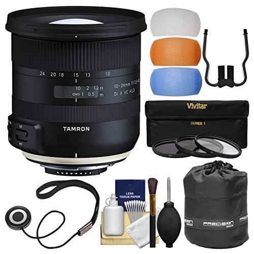 Tamron 10-24mm F/3.5-4.5 Di II VC HLD Zoom Lens With 3 UV/CPL/ND8 Filters + Pouch + Flash Diffusers + Kit For Nikon Digital SLR Cameras