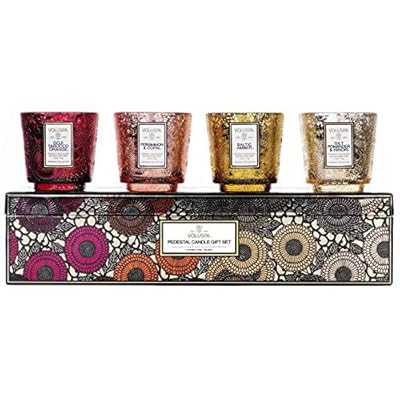 Voluspa Japonica Warm Tones Pedestal Glass Candle Gift Set, 2.5 Ounces Each