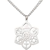 VASSAGO Coexist Lotus Flower Necklace Om Cross Star Moon Star of David Yin Yang Yoga Pendant Necklace for Women Men Religious Spiritual Jewelry Gift
