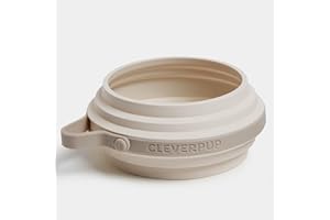 Cleverpup, Nomad Small Collapsible Dog Bowl - 2 Cup Food-Safe Silicone Travel Bowl for Dogs, Portable & Sturdy, Food/Water, Dishwasher Safe - Sand