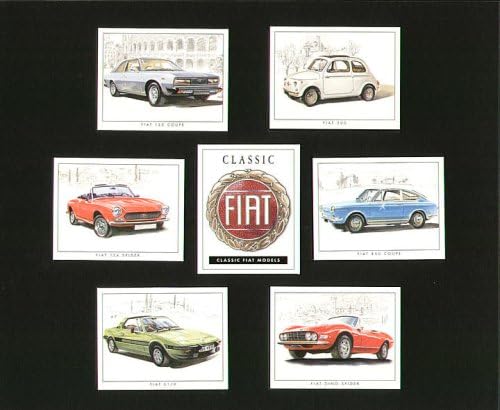 Classic Fiat Cars - 500, 130 Coupe, 850 Coupe, 124 Spider, Dino Spider, X1/9 - Collectors Cards