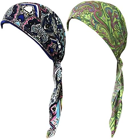 Qiabao 2 Pack Womens Ruffle Chemo Hat Head Scarves Pre Tied Headwear for Cancer