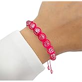 Pink bracelet with handmade macramé glass beads.