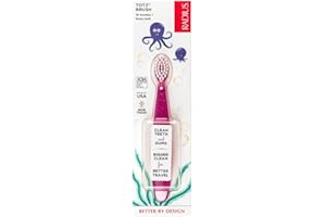RADIUS Totz Toothbrush Extra Soft Brush BPA Free & ADA Accepted Designed for Delicate Teeth & Gums for Children 18 Months & Up - Pink Sparkle - Pack of 1