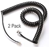 Telephone Cord, Phone Cord, Handset Cord, Black, 2 Pack, Universally Compatible