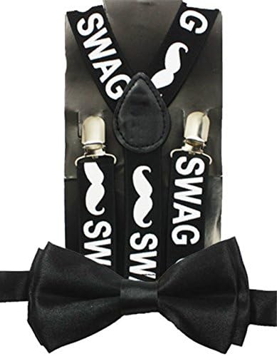New Suspender Bow Tie Matching Colors Toddler Kids Boys Girls Child (Swag)