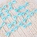 [Pack of 18] Children's Birthday Baby Shower Party Bow Dots Cupcake Toppers Cake Decoration Supplies - Blue