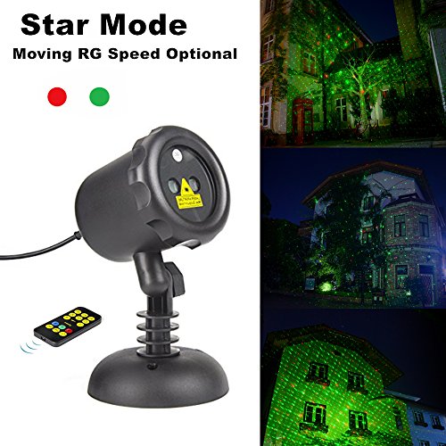 ShiRui Garden Laser Light, Outdoor Christmas Laser Light Projector Holiday, Landscape, Hallowmas Decorations Waterproof Moving Red and Green Star Motion with RF Wireless Remote