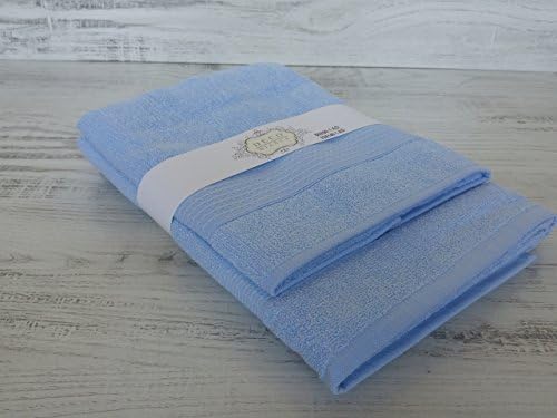 Luxury Bath Towel Collection Set - Hotel and Spa Quality Bath Towels Made with Absorbent 100% Turkish Cotton - Deco Bianca Collection (Blue)
