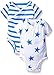 aden + anais Baby Short Sleeve Kimono Body Suit Two Pack, Ultramarine Blazer Stripe/Star, 3-6 Months