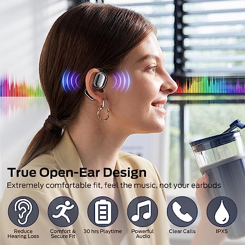BUGANI Ecouteurs Bluetooth sans Fil Sport, Casque Bluetooth sans Fil 5.4, Écouteurs à Conduction Osseuse avec 40H HiFi Stéréo Basses Casque, Oreillette Bluetooth Sport IPX5 Étanche, Running/Gym