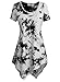 DJT Womens Short Sleeve Tie Dyed Handkerchief Hem Tunic