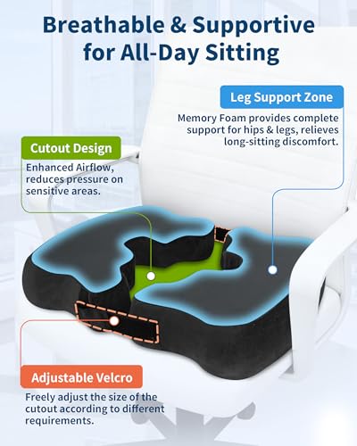 HOMCA Foldable and Adjustable Anti-Bedsore Pillow, Memory Foam Coccyx Cushion for Bedridden People and Long Sitting Periods (Black)