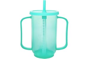 ACUDUDOMA Adult Sippy Cups for Elderly, 12oz Spill Proof Cup with 2 Handles Plastic Elderly Sippy Cup with Straw and Lid, Suitable for for Seniors and Adults, Great for Water, Milk, and Soup