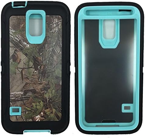 Kecko(TM) for S5 Case, Galaxy s5 Camo Case Heavy Duty Hunting Tough Camo Tree Shockproof Dirtproof Defender Military Grade Hybrid Case Cover w/ Built-in Screen Protector for Samsung Galaxy S5 SV i9600 (forest light blue)