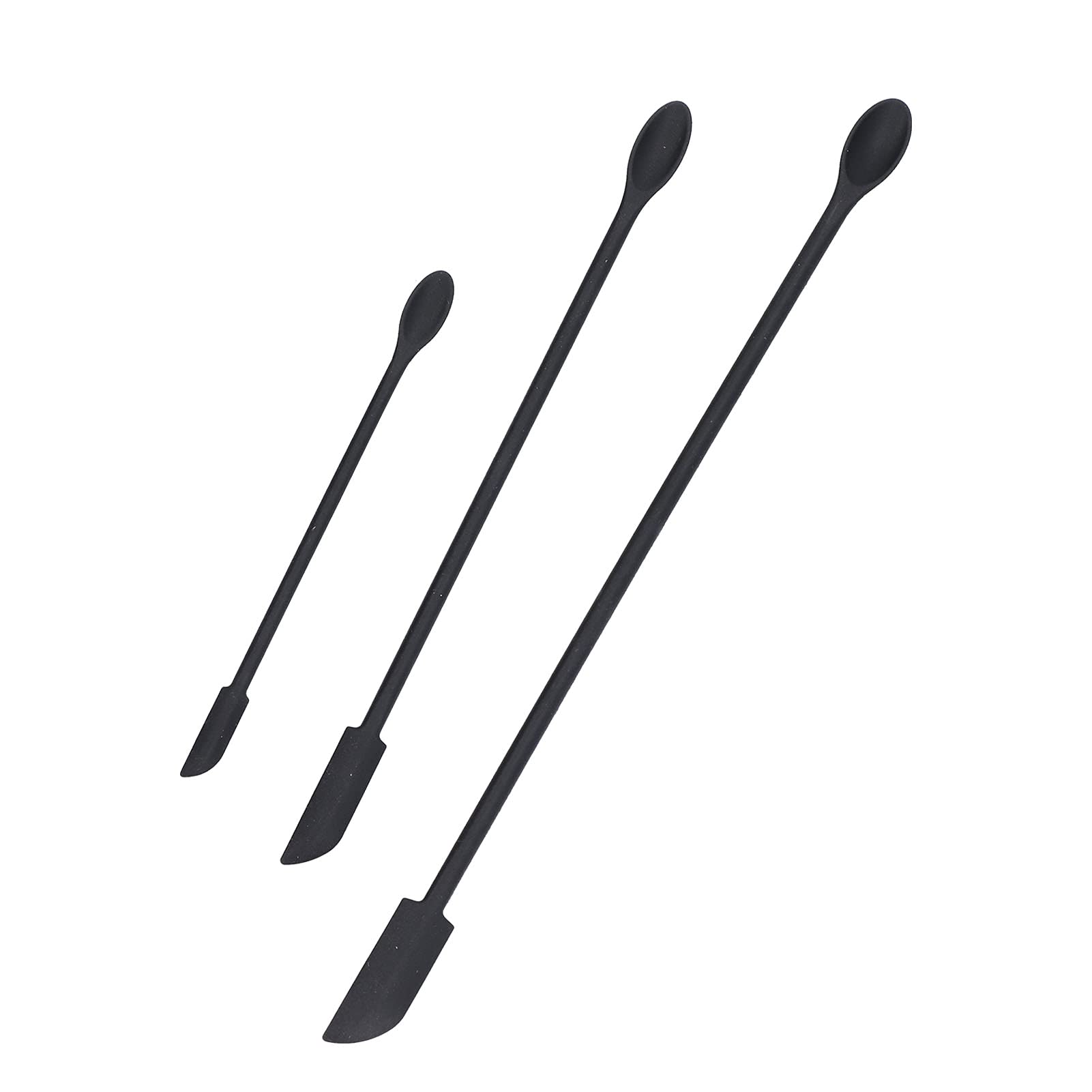 Fdit 3Pcs Silicone Makeup Spatula Double Head Scraper Reusable Mini Spatula Thin Jar Spatula for Thin Jar/Kitchen Bottles/Cosmetic Bottles(Black three-piece suit)
