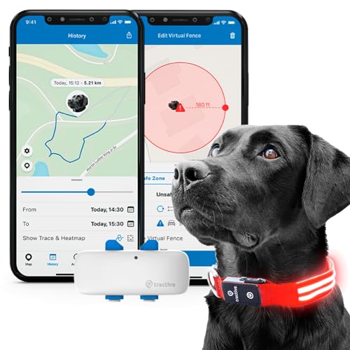 Tractive GPS Pet Tracker with LED Light Up Dog Collar Waterproof