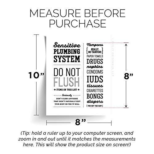 8x10" UNFRAMED PRINT Funny Bathroom Sign Do Not Flush Sensitive Plumbing Septic System Decor Farmhouse Rustic Home Art Modern Humor No Tampon Feminine Sanitary Product Paper Toilet Bong IUD Condom