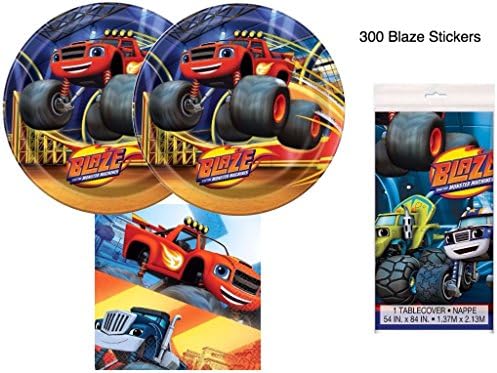 Blaze Monster Trucks Party Kit including Plates, Napkins, Tablecover and Stickers