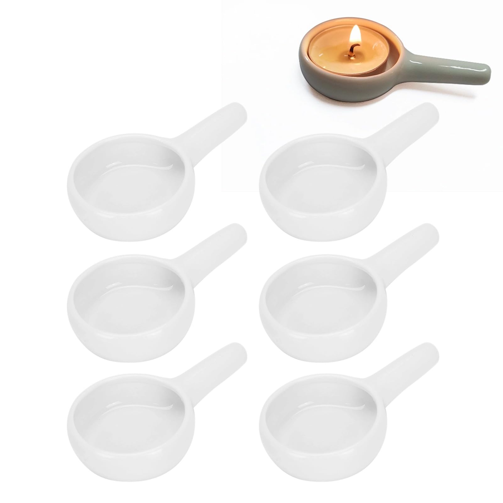 6pcs White Candle Holder - Ceramic Candle Stand Spoon Shape Candle Holder Aroma Stove Candle Holder Candlesticks Holders Wax Candles Table Home Decoration for Incense Aroma Burner