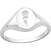 Pierced Owl 925 Sterling Silver Rose Signet Ring